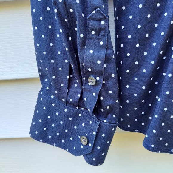 Talbots Women's LS Polka Dot Button Down Blouse Size 16 Navy/White Career - Picture 6 of 10